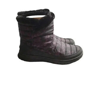 Ryka Suzy Women 7.5 Quilted Camo Water Repellant Snow Boots Black Faux Fur Vegan